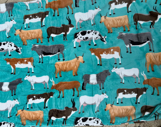 Twin Turquoise Cows Thinner Style Blanket