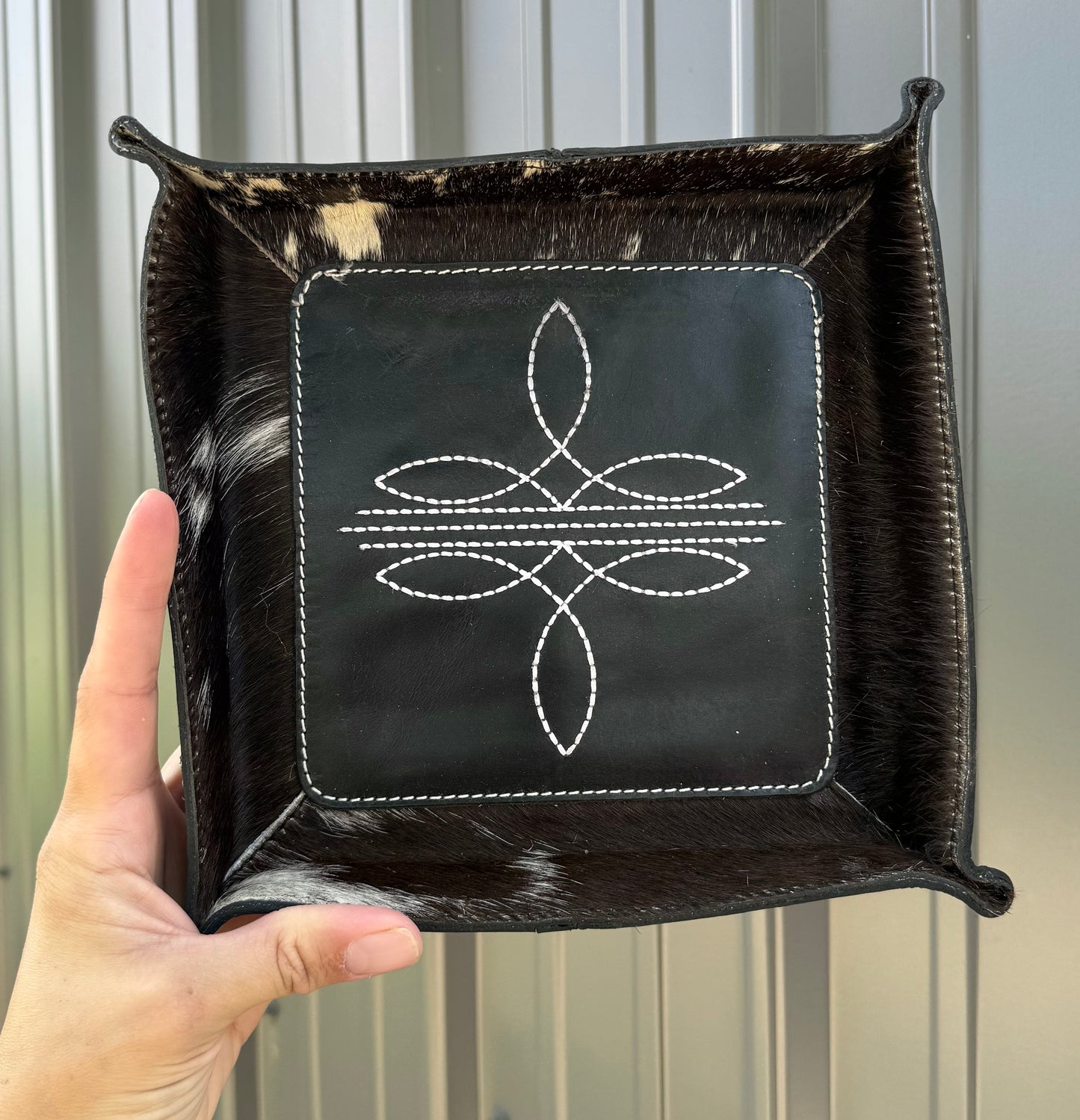 Genuine Cowhide Bootstich Leather Tray