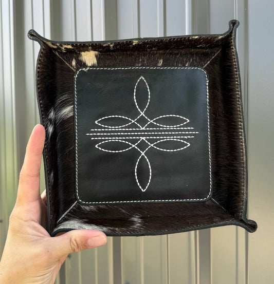 Genuine Cowhide Bootstich Leather Tray