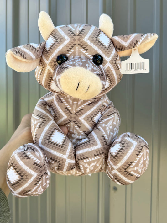Beige Aztec Sitting Cow Plushie