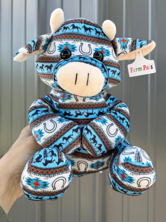 Cowboy Horseshoe Aztec Sitting Cow Plushie