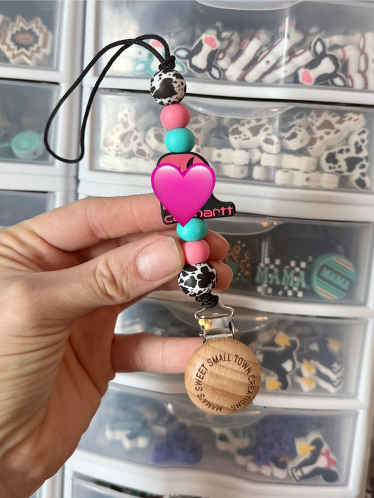 Pink Black “C”  Pacifier Holder