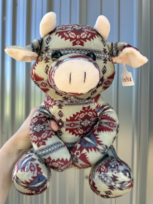 Olive Aztec Sitting Cow Plushie
