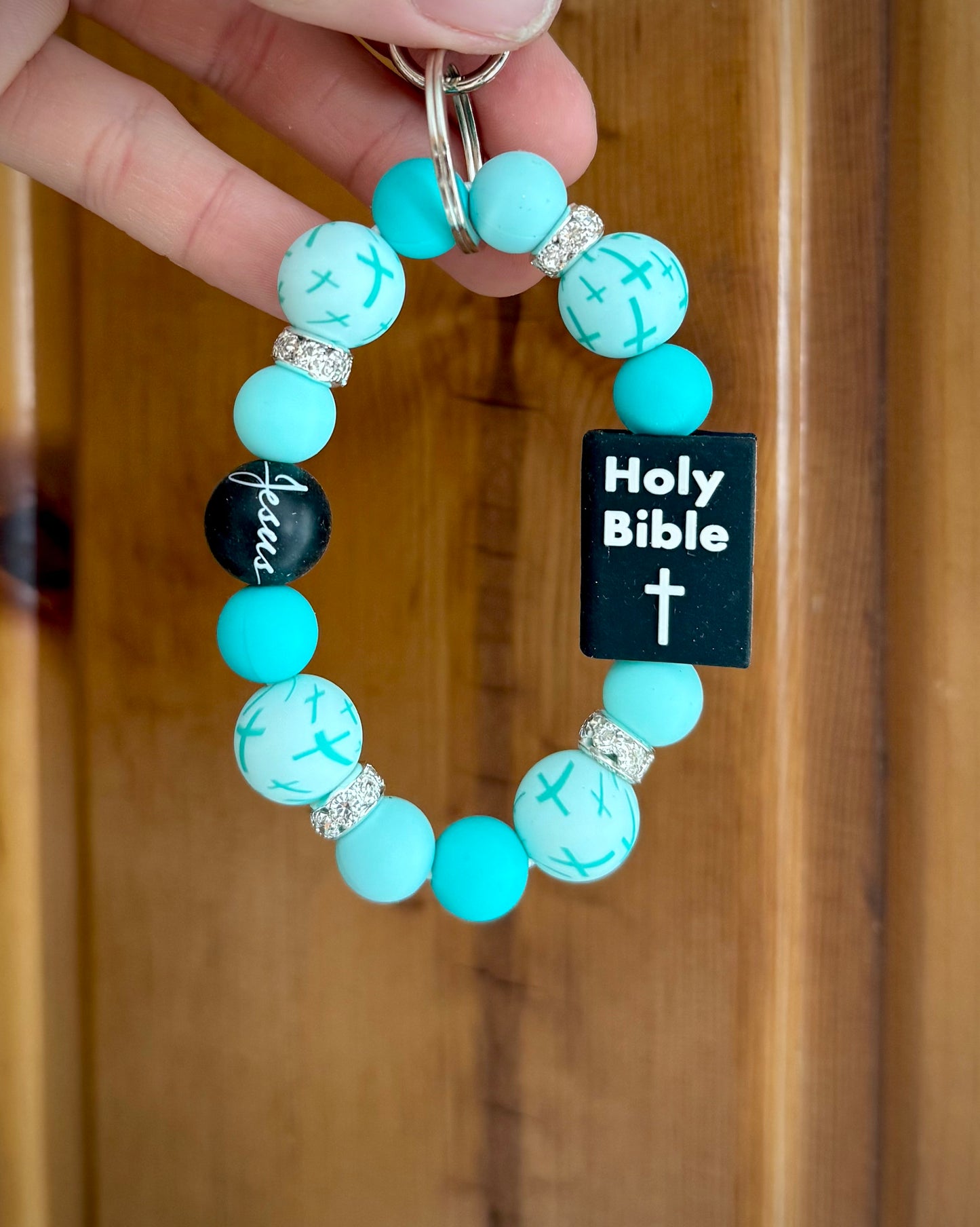 Turquoise Cross Black Bible Wristlet