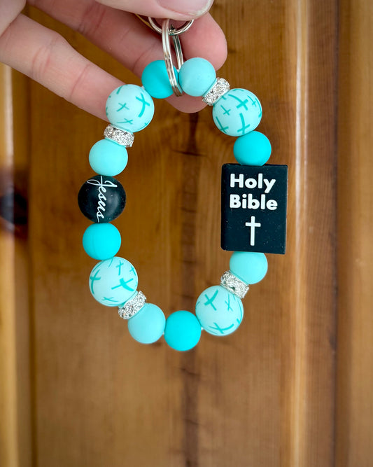 Turquoise Cross Black Bible Wristlet