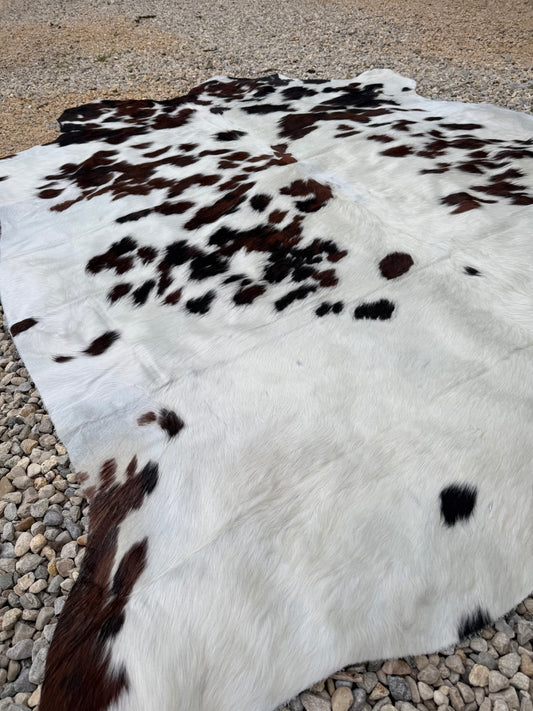 Jumbo Tri Color Spotted Genuine Cowhide Rug #13