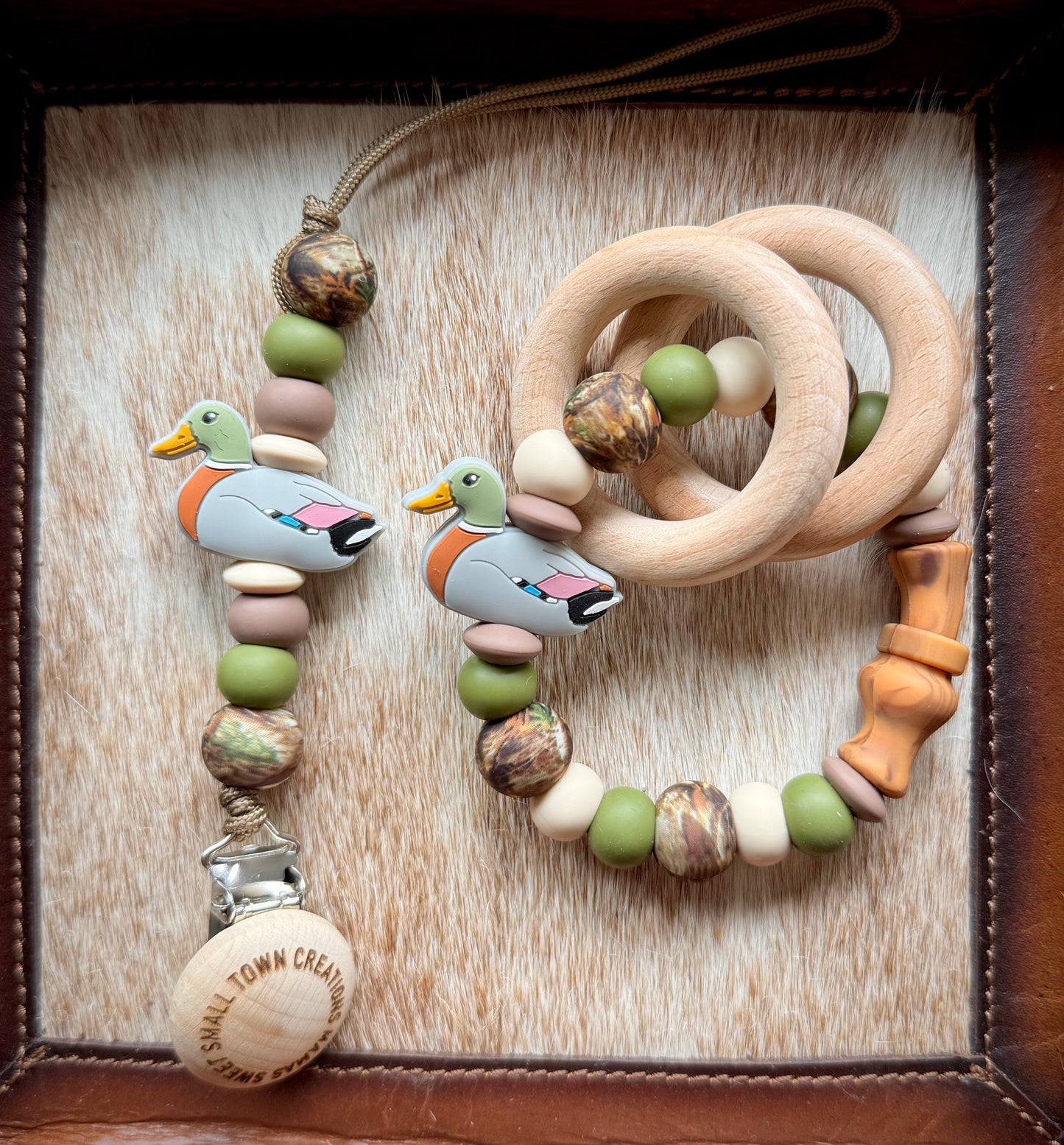 Green Camo Duck Call/Mallard Teether Set