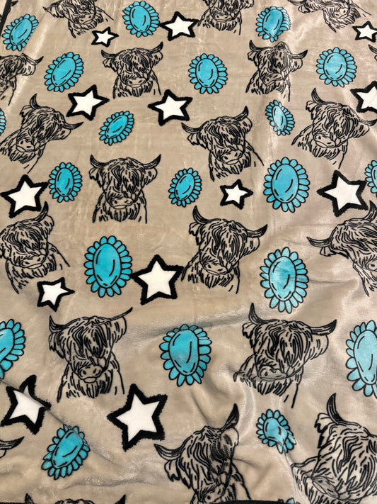 Highland Turquoise Concho King Size Super Plush Blanket