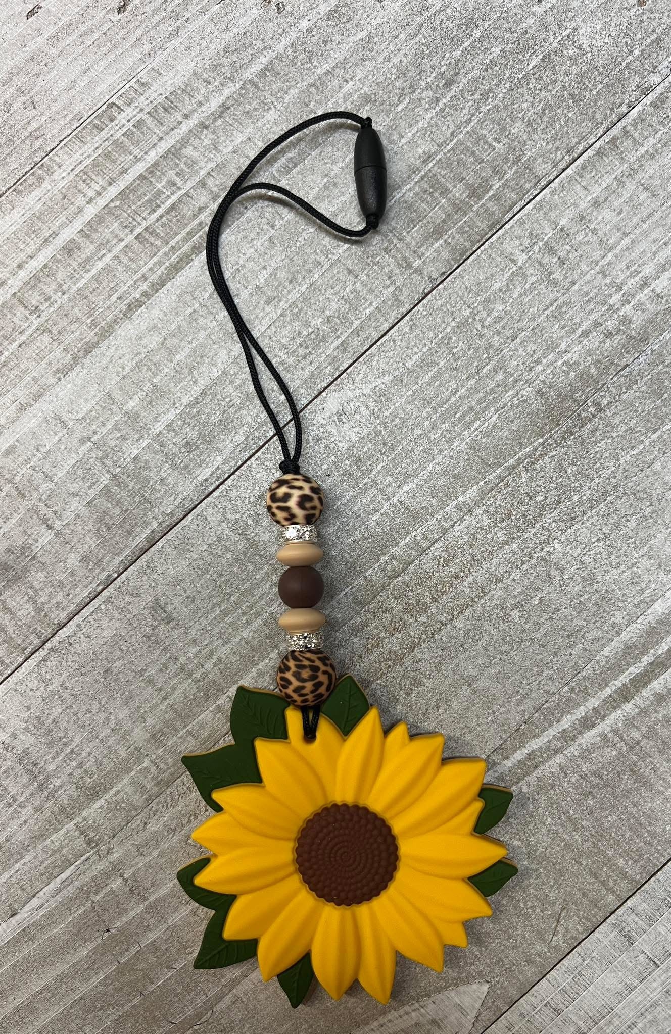 Cheetah Sunflower Car Dangle
