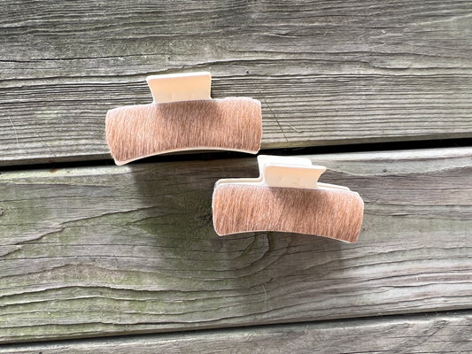 Beige Tan Cowhide Claw Clip