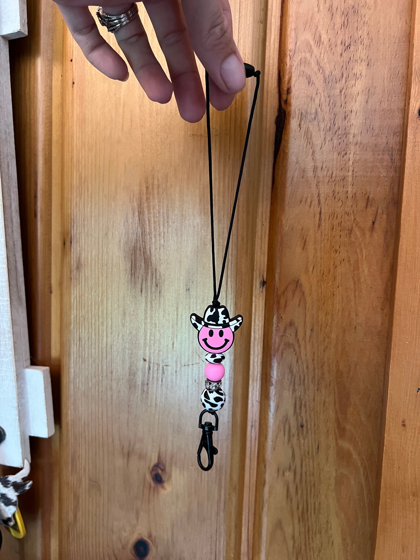 Pink Smile Cow Print Freshie Hanger