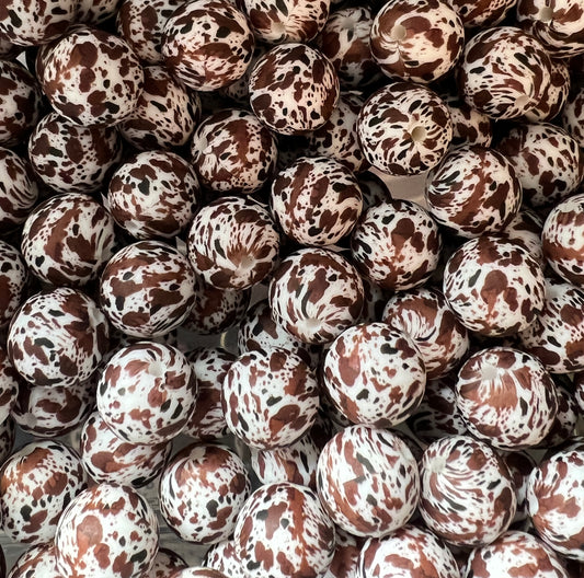 15mm Brown Cowhide Bead