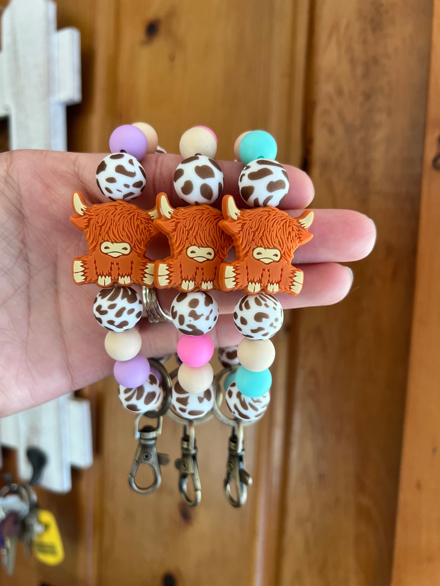 Brown Highland Cow Wristlet