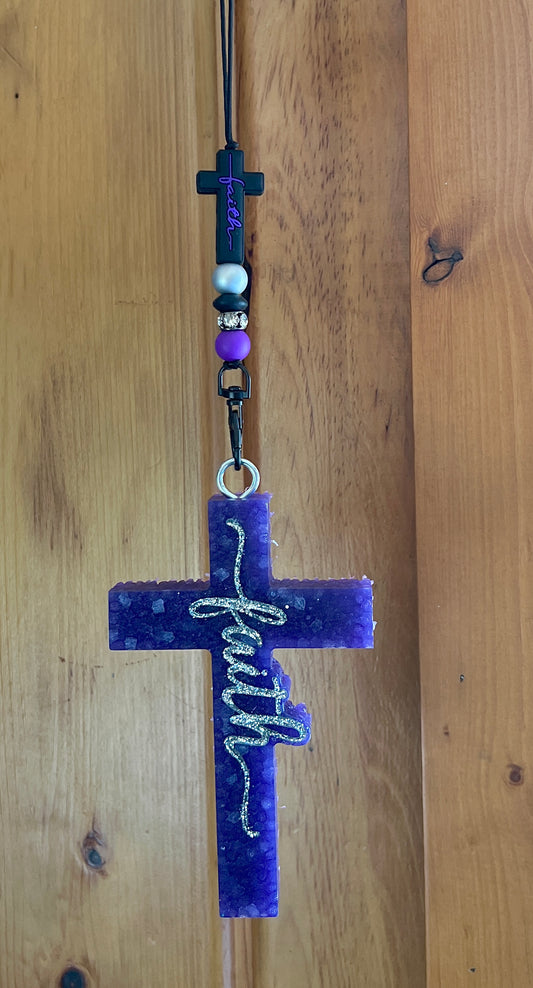 Purple Cross With Silver Writing