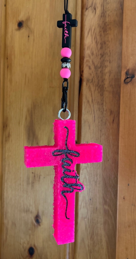 Pink Cross With Black Writing