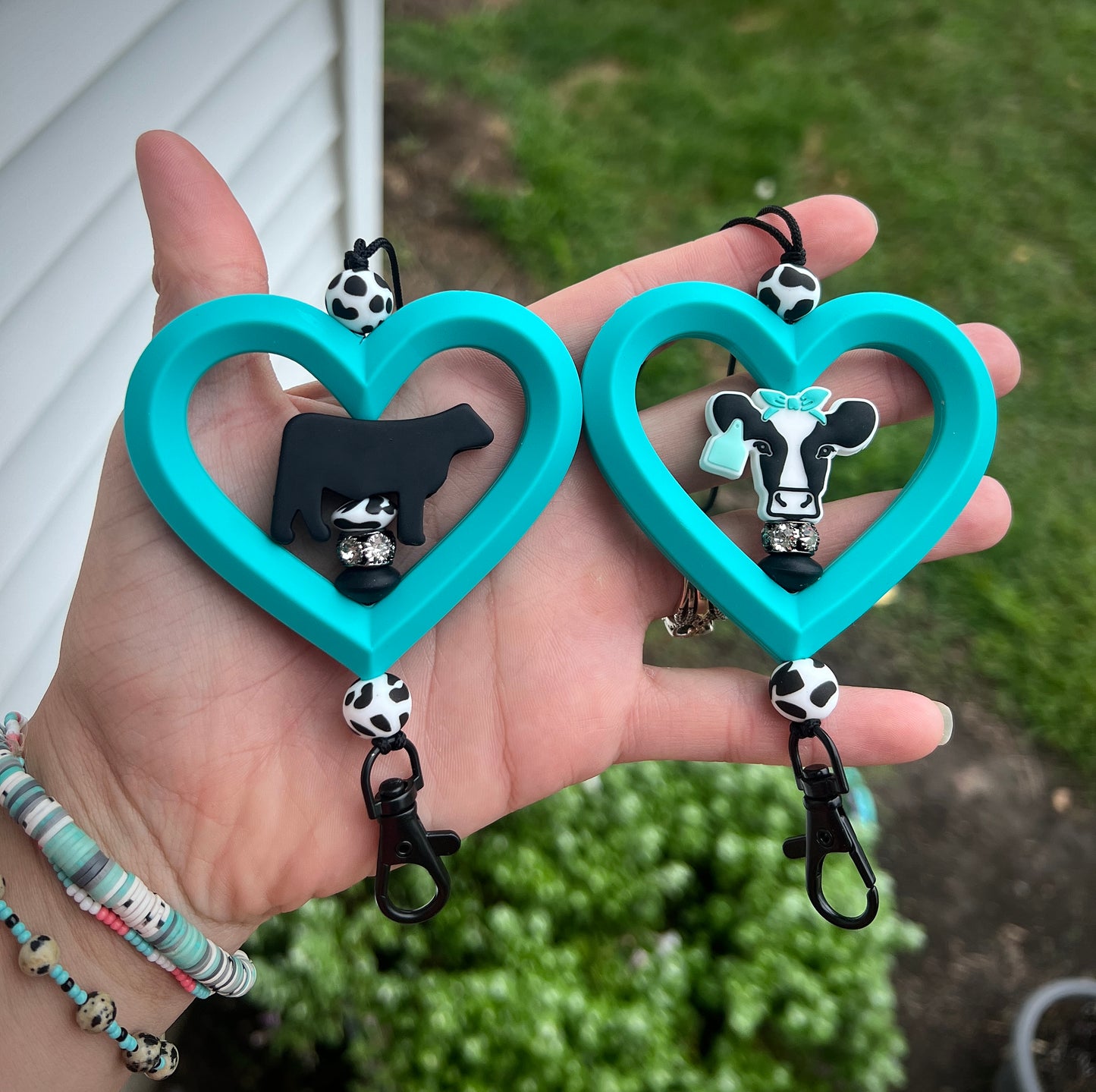 Cow Turquoise Heart Freshie Hanger/Car Dangle