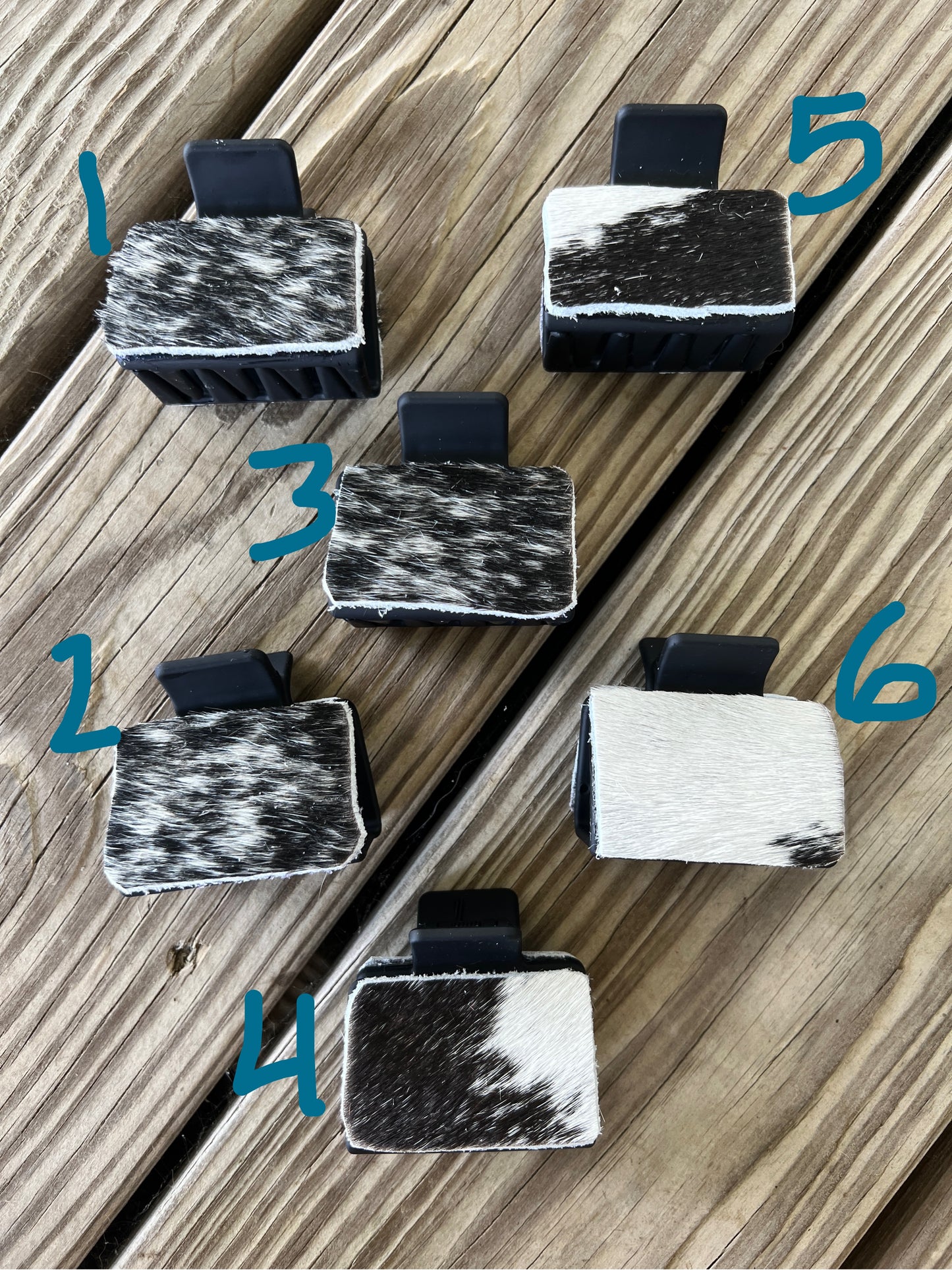 Small Black Cowhide Claw Clips