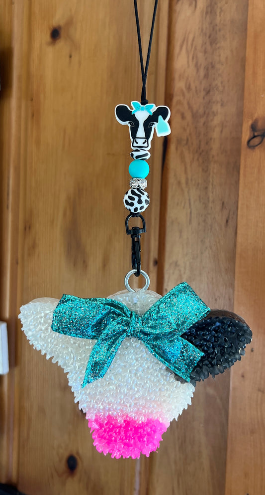 Cow with Turquoise Glitter
