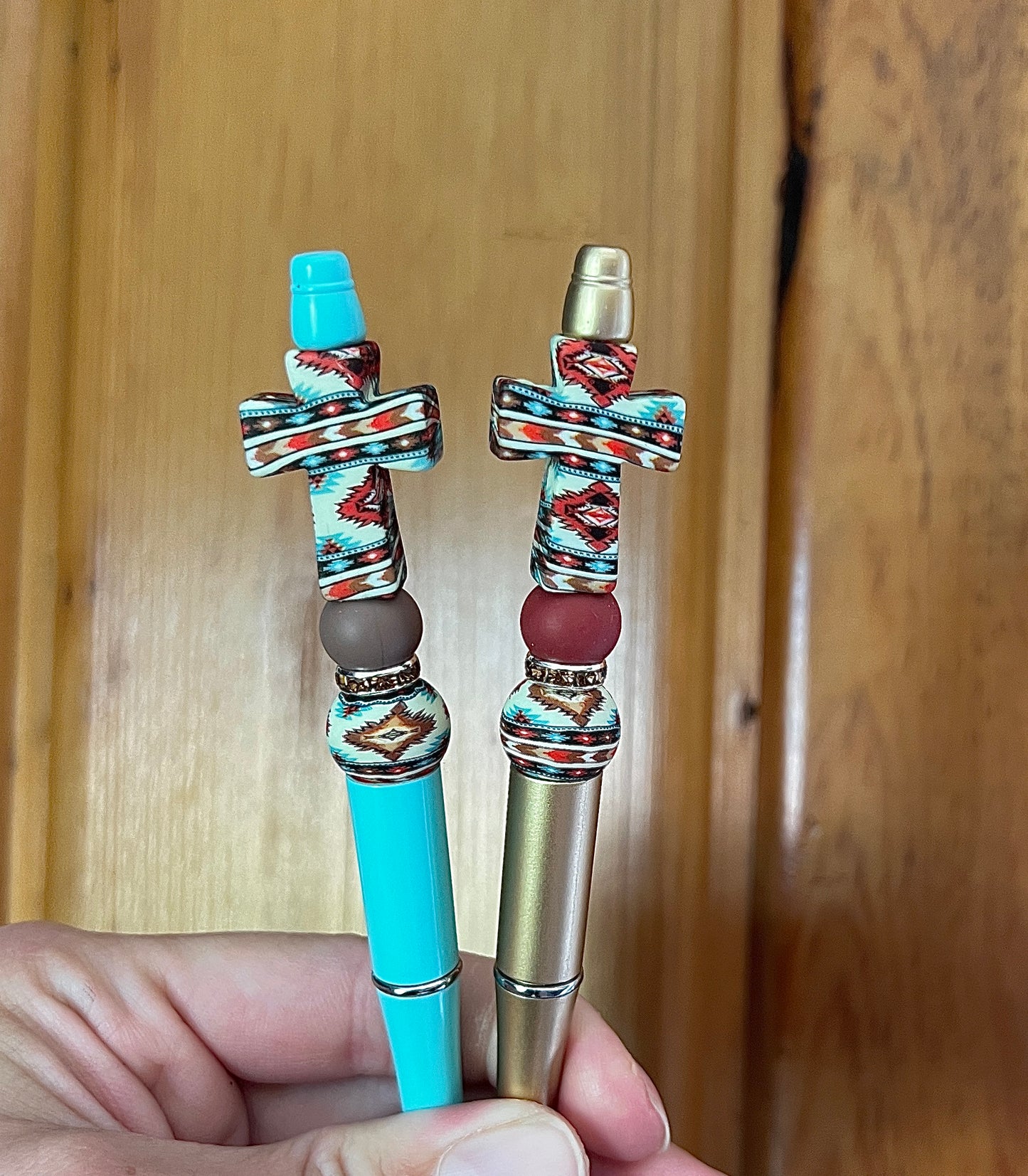 Beige Aztec Cross Pen