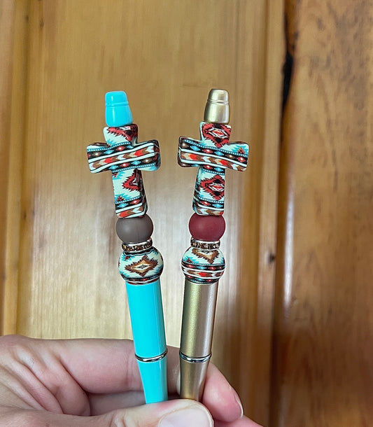 Beige Aztec Cross Pen