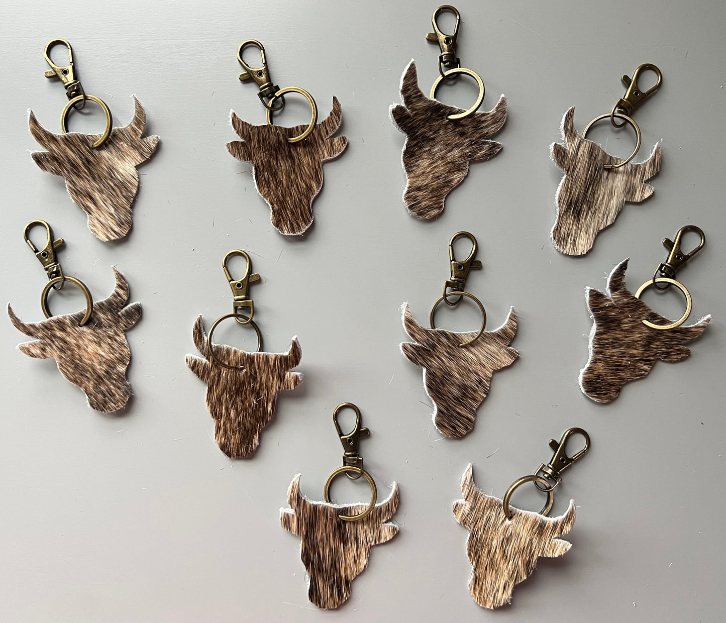 Steer Head Hair on Hide Keychains