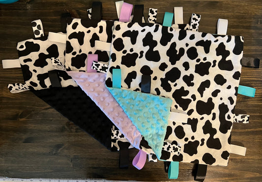 Cow Print Taggie Blanket