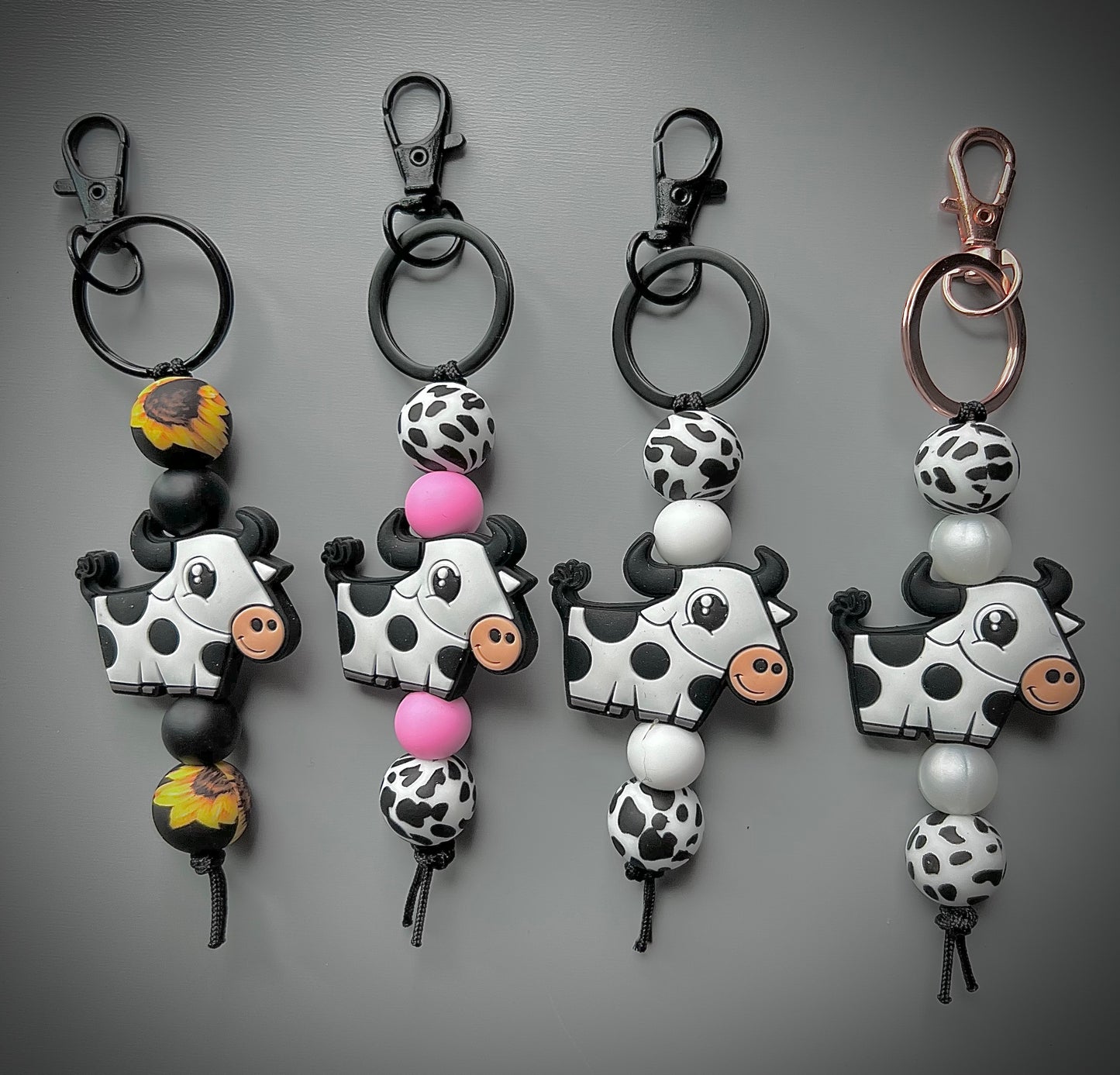 Black Cow Longhorn Keychain