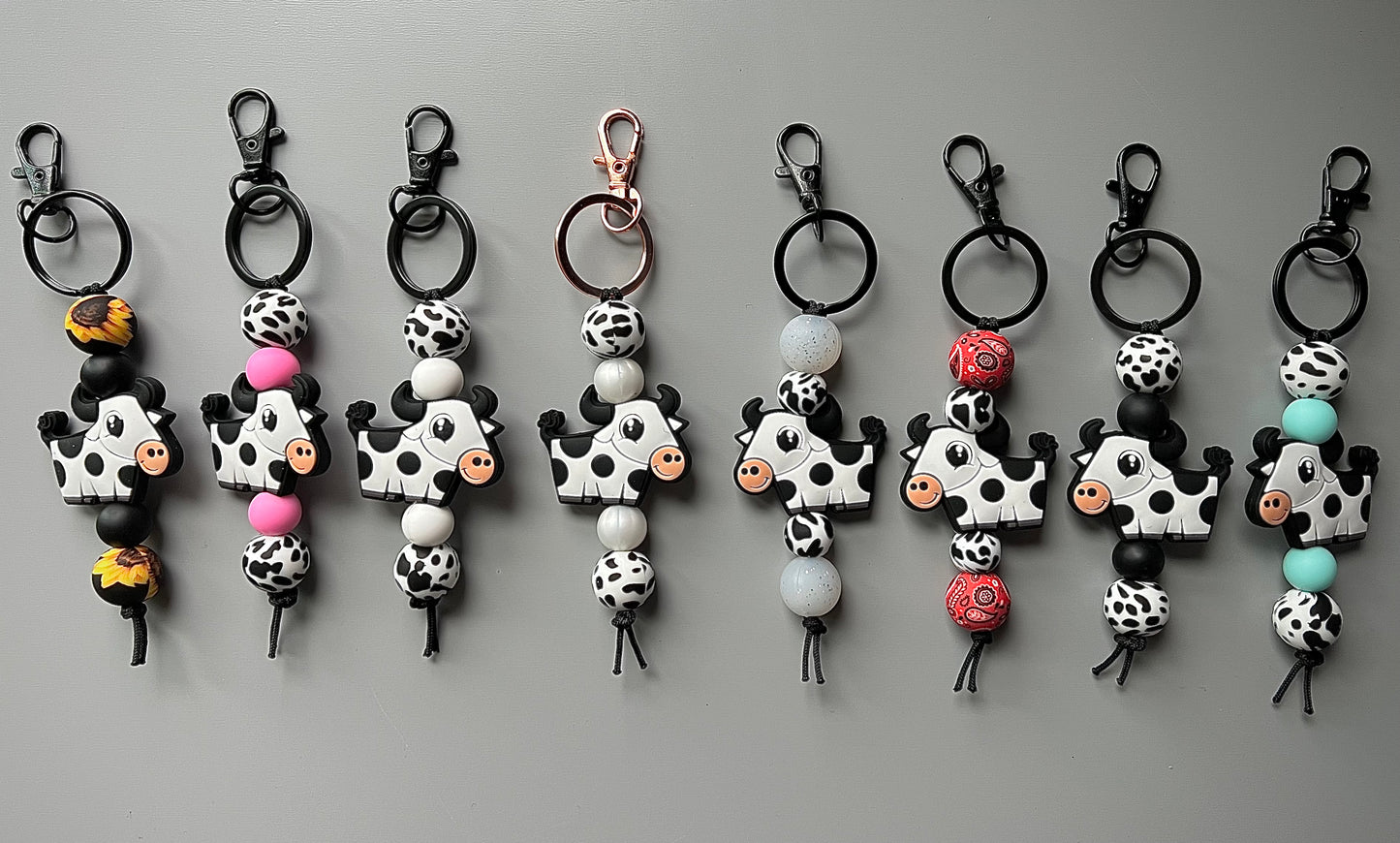 Black Cow Longhorn Keychain