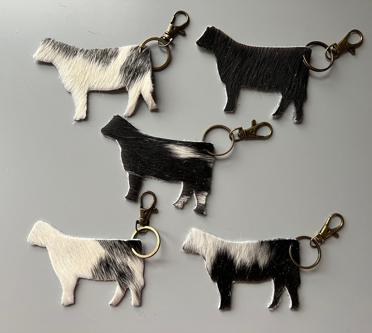 Beef Cow Hair on Hide Keychains