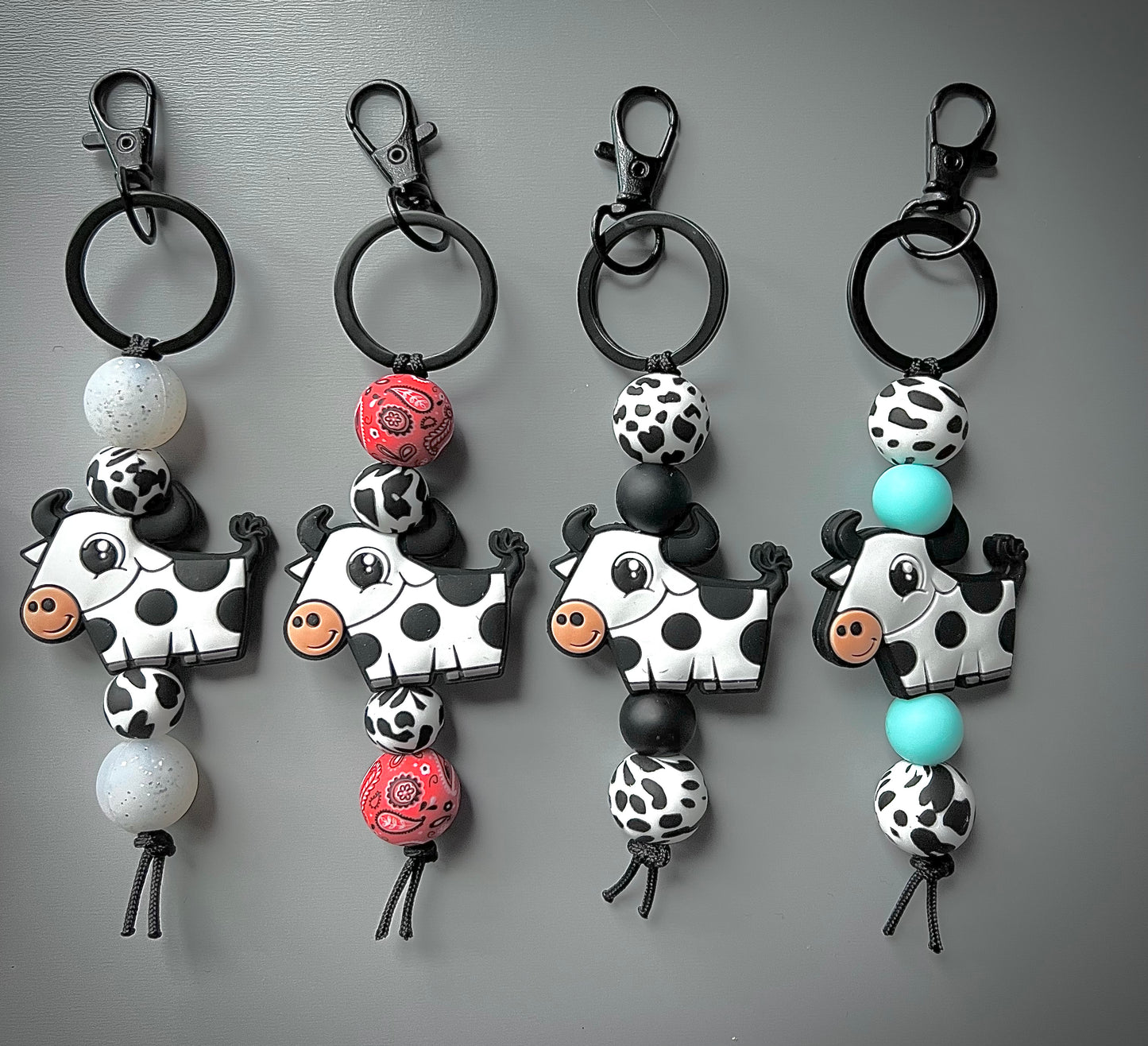 Black Cow Longhorn Keychain