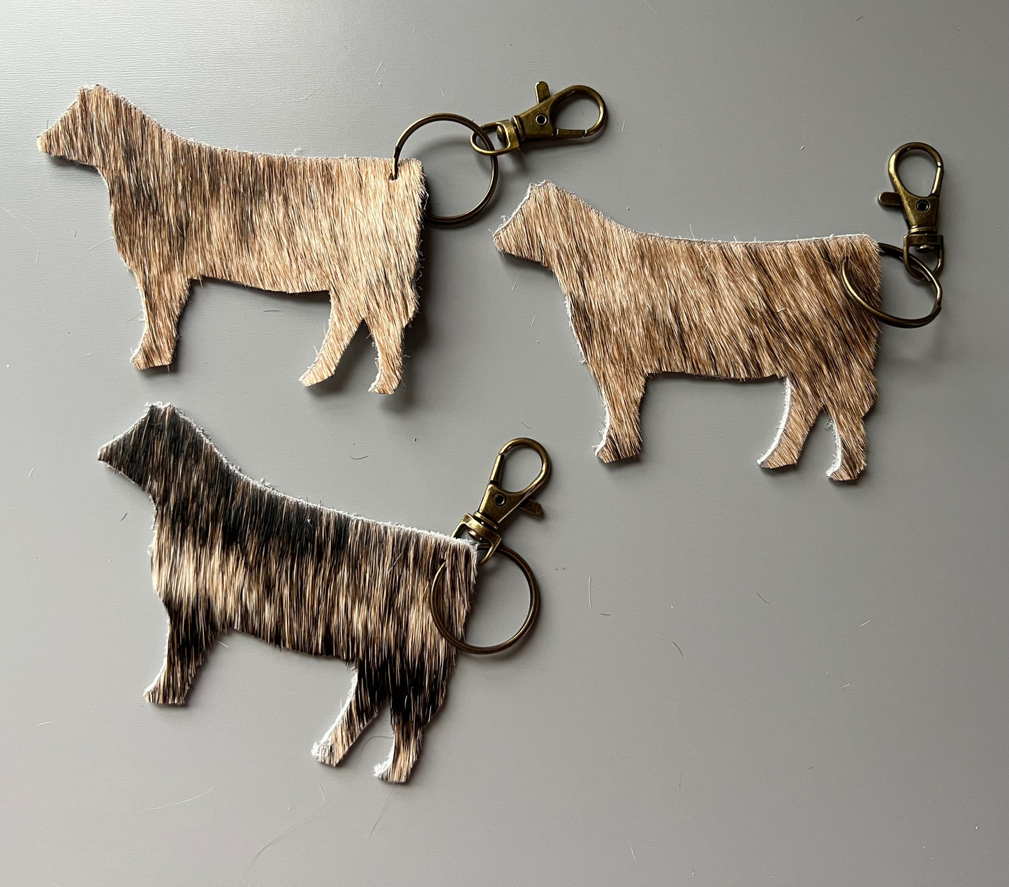 Beef Cow Hair on Hide Keychains