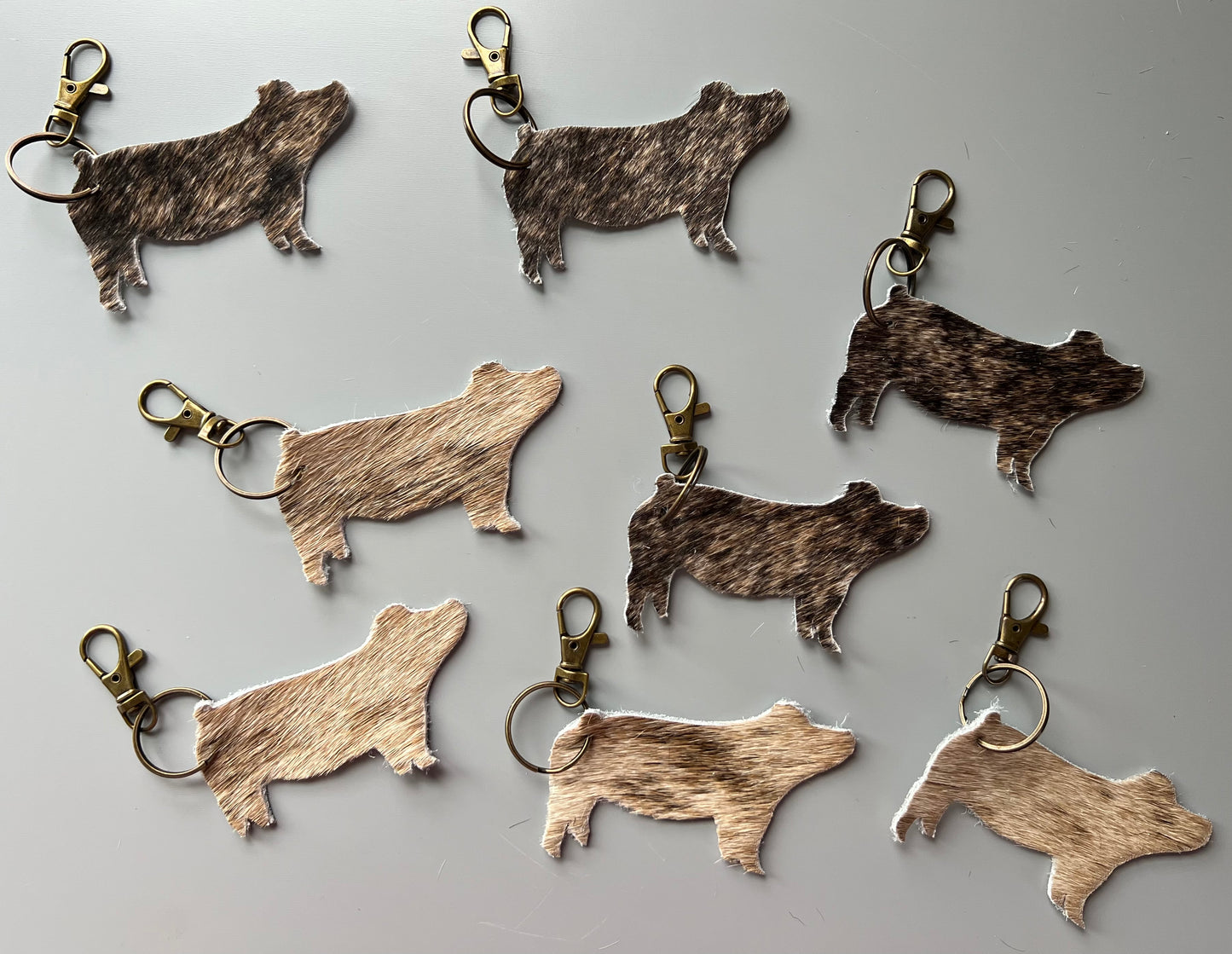 Pig Hair on Hide Keychains