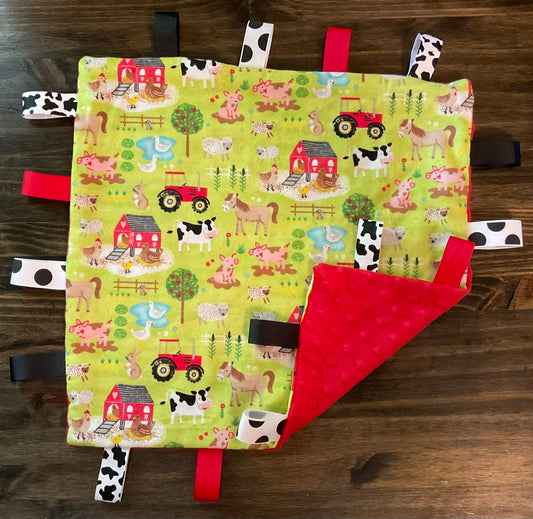 Farm Red Tractor Taggie Blanket