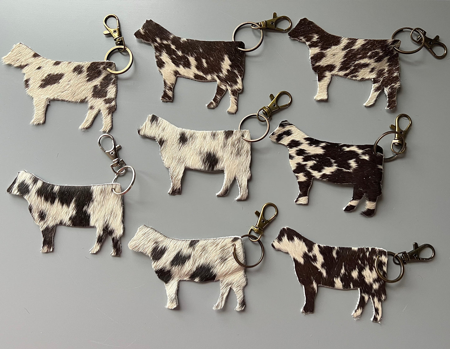 Beef Cow Hair on Hide Keychains