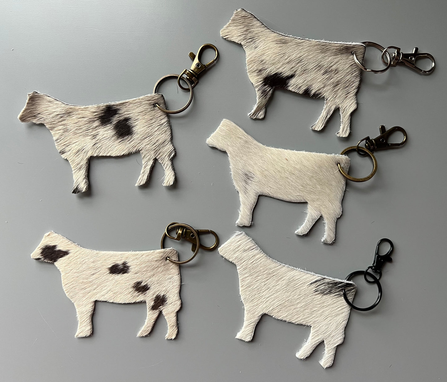 Beef Cow Hair on Hide Keychains