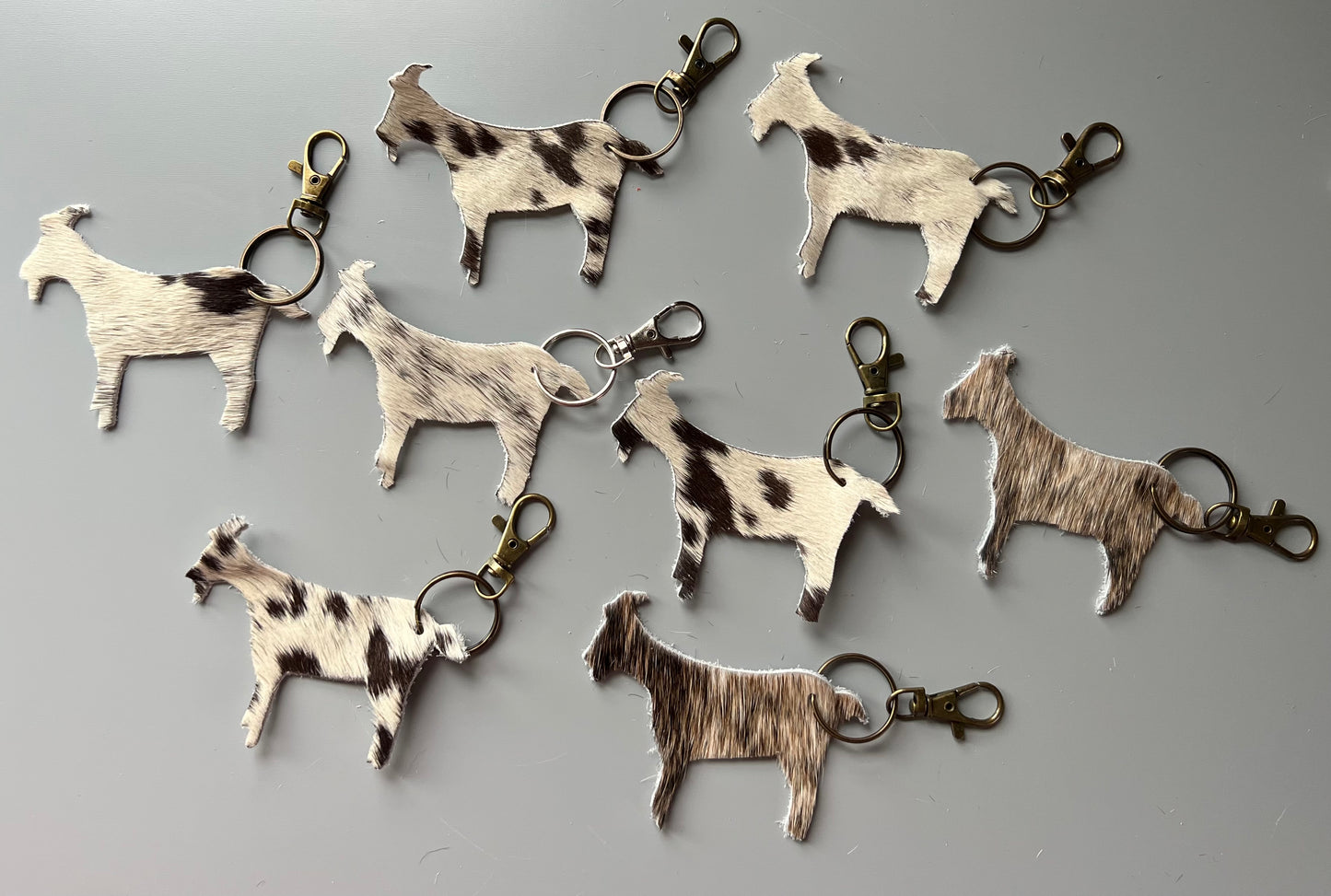 Goat Hair on Hide Keychains