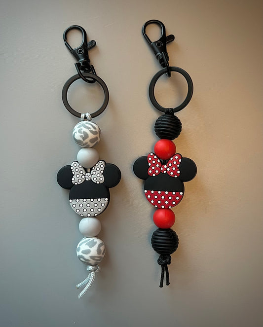 Mouse with Bow Straight Keychain