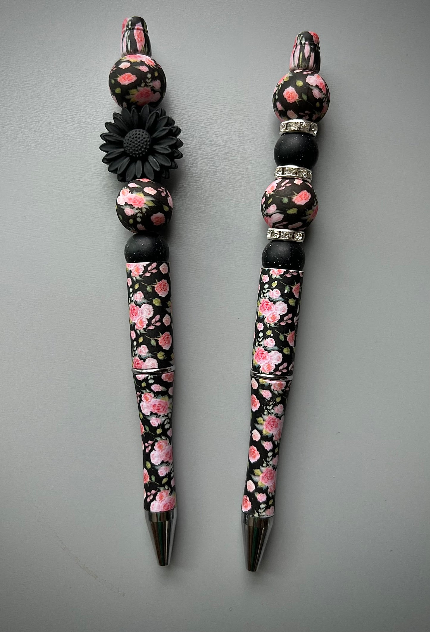 Black Flower Print Pen