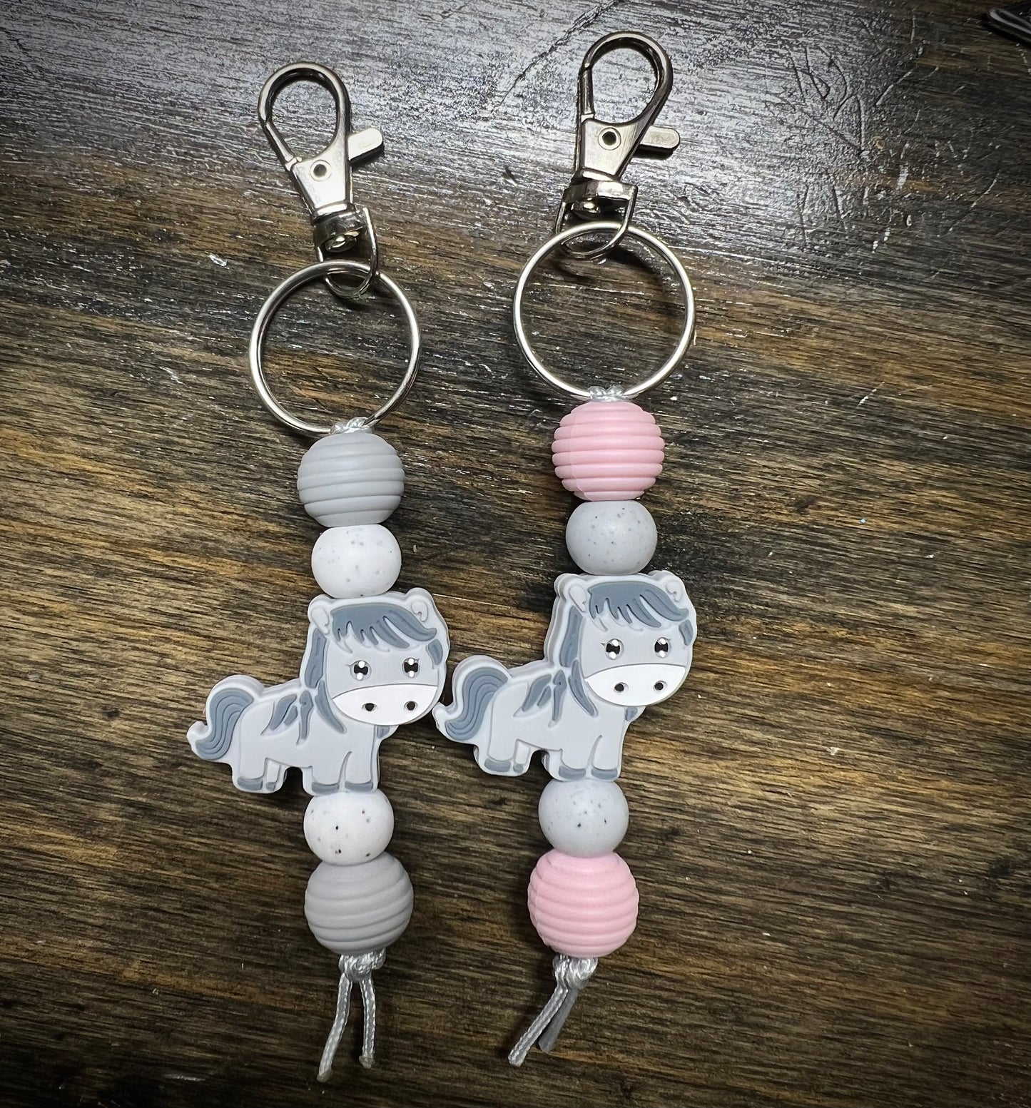 Gray Horse Straight Keychain