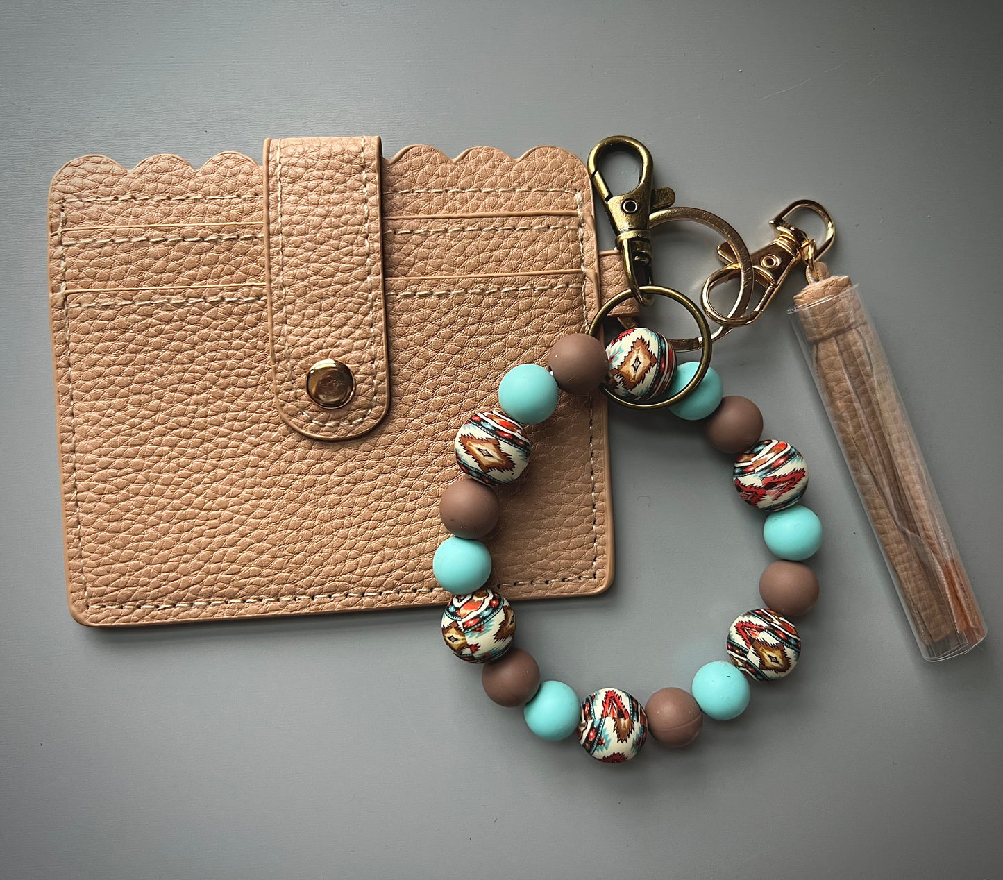 Tribal Aztec Turquoise Beige Wallet Bundle