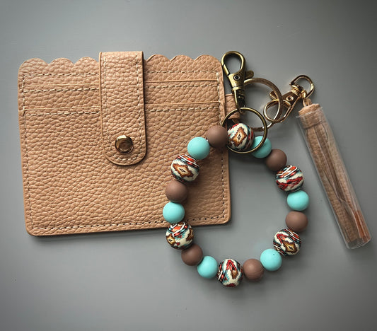 Tribal Aztec Turquoise Beige Wallet Bundle