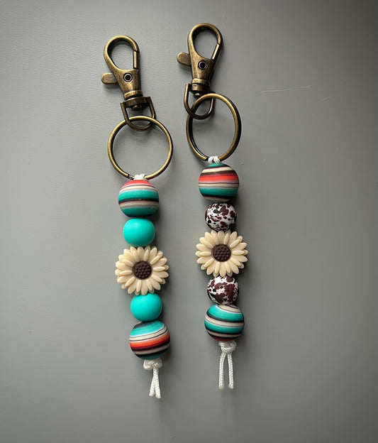 Neutral Serape Flower Keychain