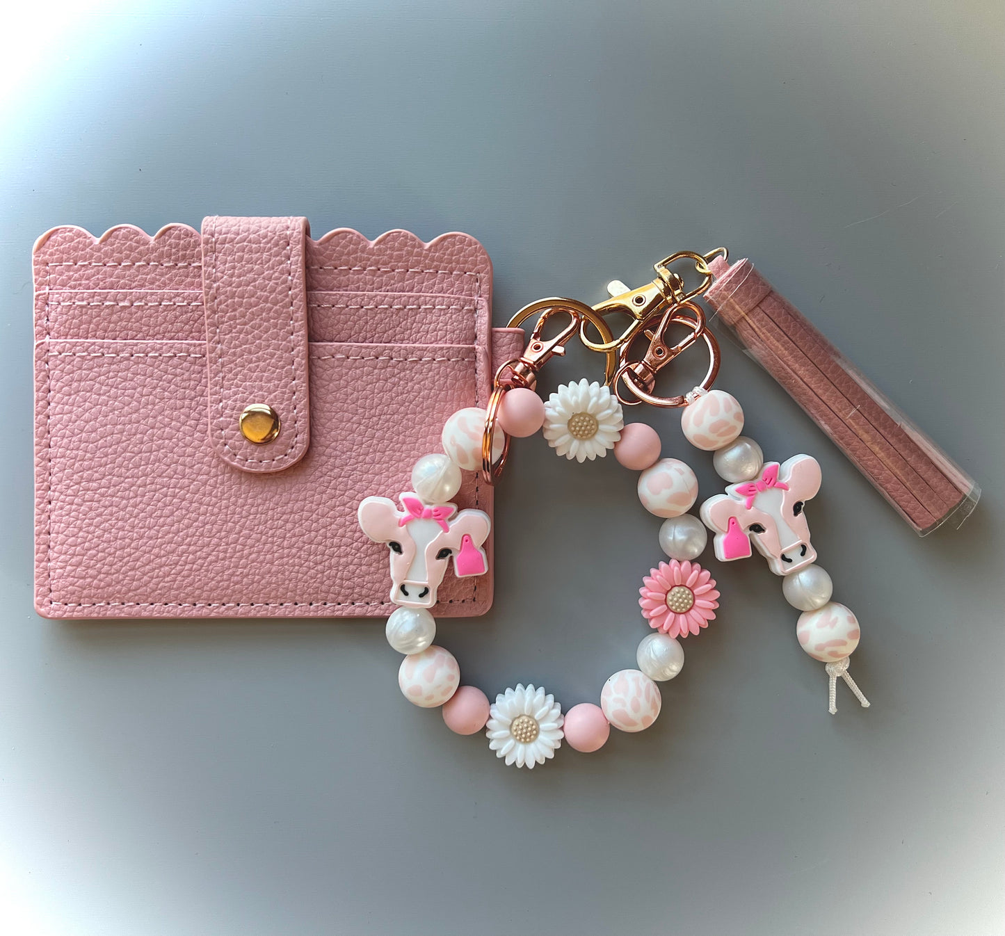 Blush Pink Cow Wallet Bundle