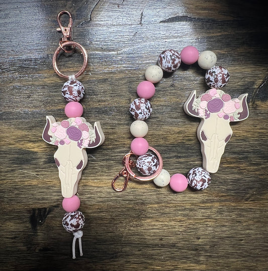 Boho Skull Keychain Set