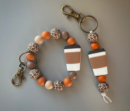 Coffee Bean Keychain Set Orange/Brown