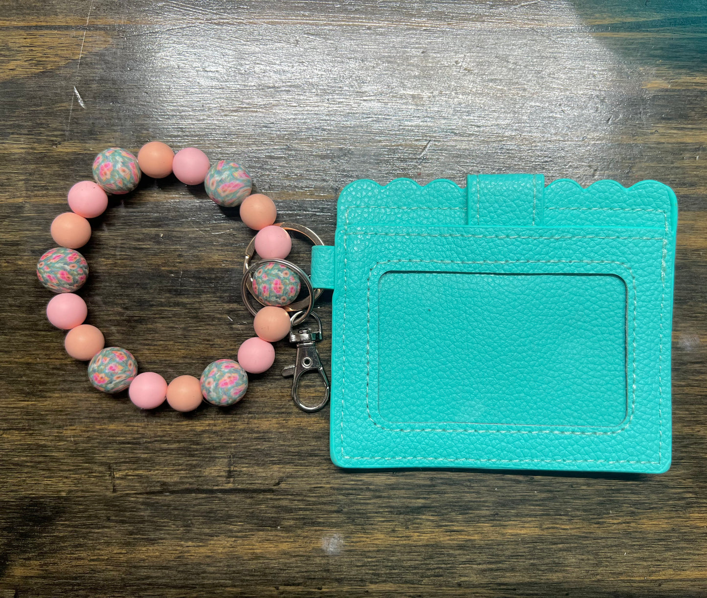 Turquoise Floral Wristlet And Wallet