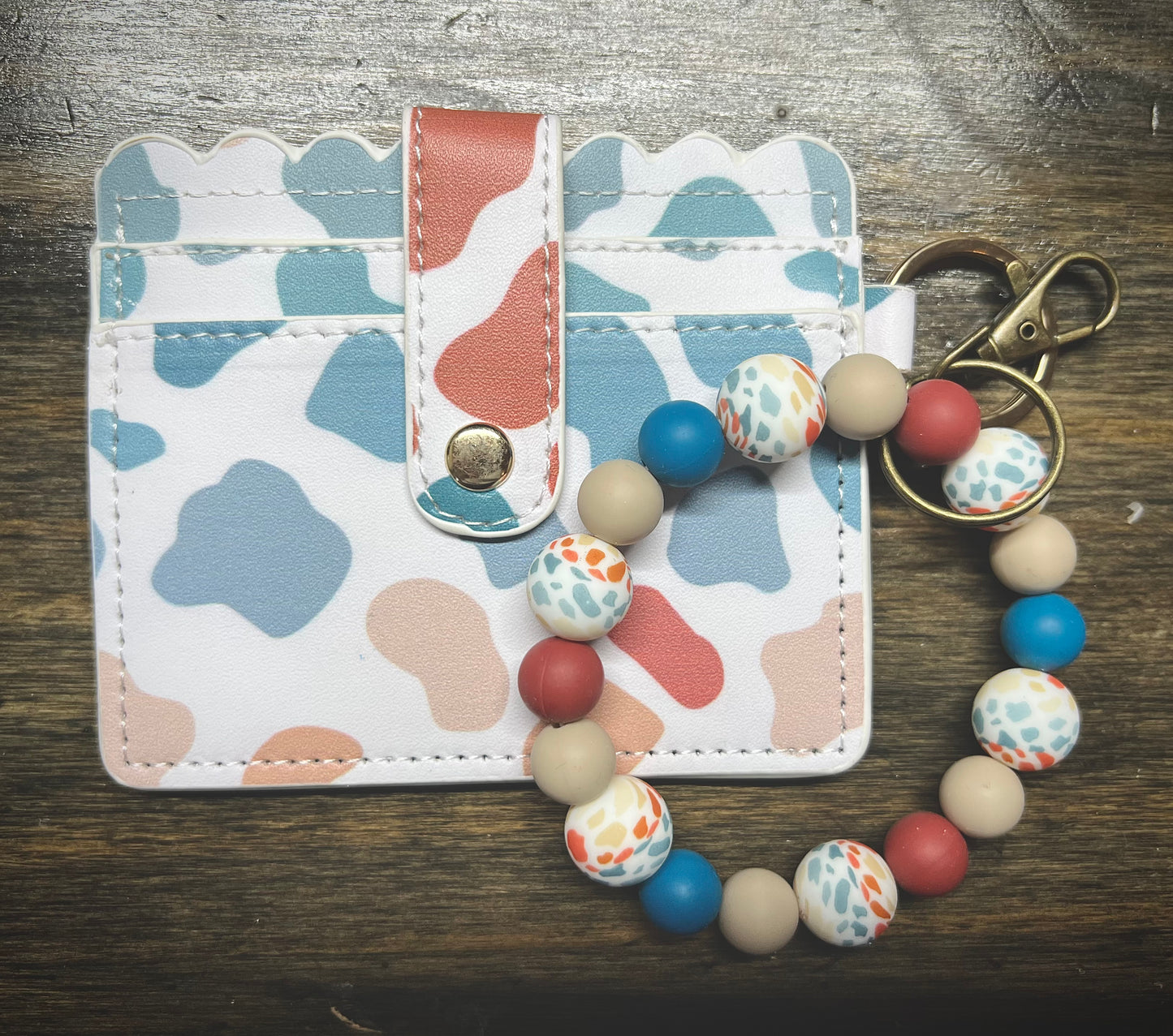 Neutral Cow Wristlet Wallet Bundle