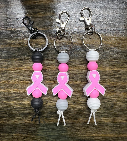 Breast Cancer Ribbon Straight Keychain