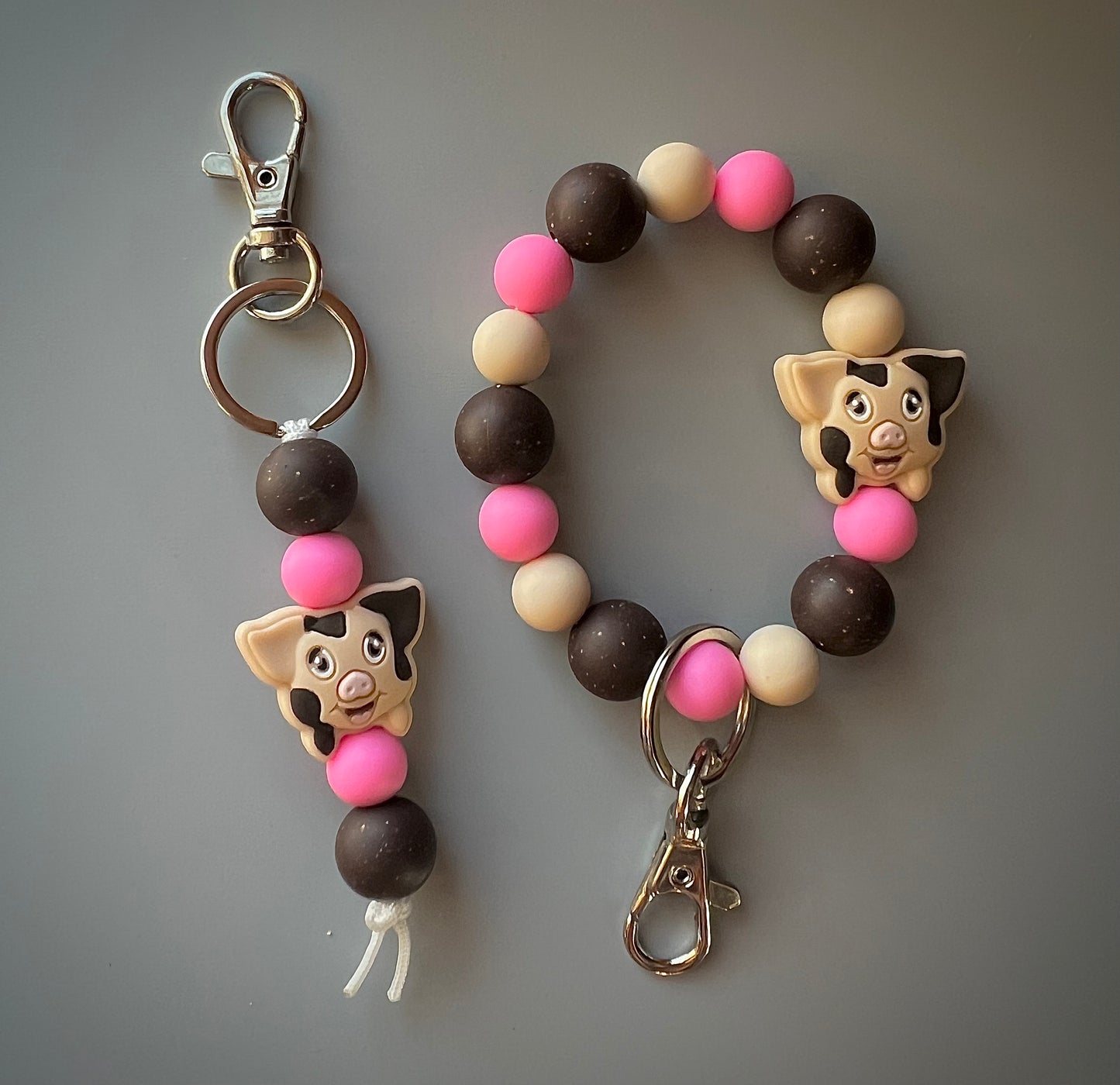 Pink Pig Keychain Set