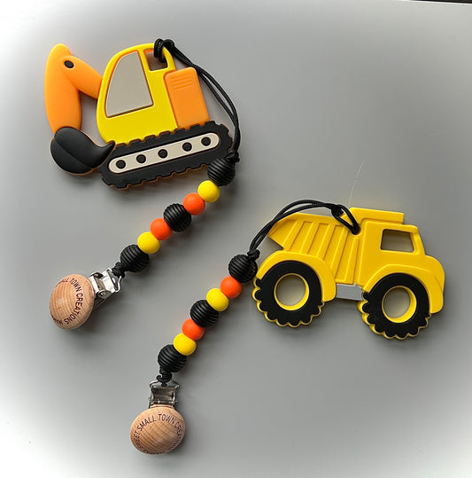 Construction Vehicles Teether Clip